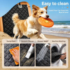 Dog Car Seat Cover for Back Seat, Pet Seat Cover Waterproof Rear Seat Protector Scratchproof Back Car Seat Cover Fits Middle Armrest for Cars Suvs Truck (55” Width) - Black