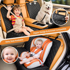 Dog Car Seat Cover for Back Seat, Pet Seat Cover Waterproof Rear Seat Protector Scratchproof Back Car Seat Cover Fits Middle Armrest for Cars Suvs Truck (55” Width) - Black